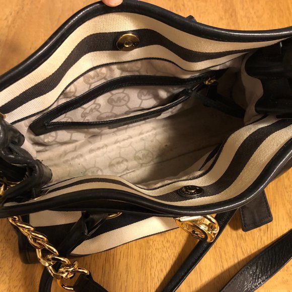 Michael Kors Hamilton Striped Satchel Top Handle And Shoulder Bag - Picture 6 of 7